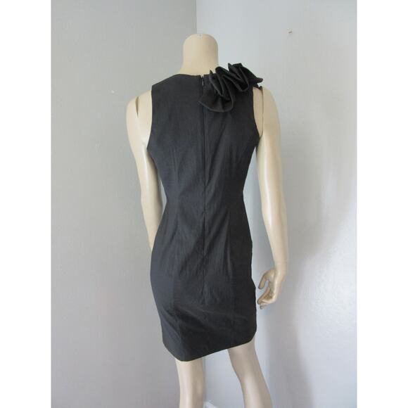 S. L. FASHIONS Black Sleeveless 4 Ruffles Knee Length Dinner Dress BR24 - Picture 3 of 5